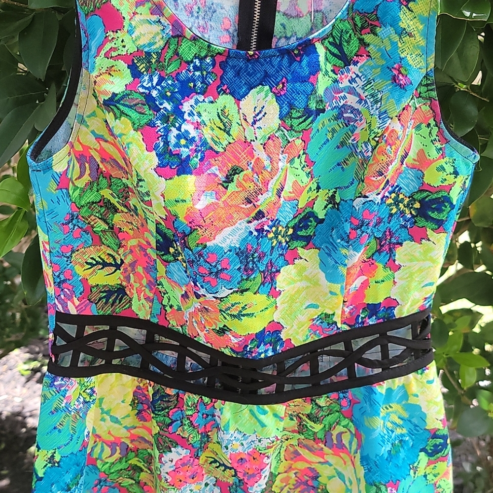 Vintage Peplum floral cut Sleeveless top with zipper. Total BARBIE VIBE!!! NEW - Picture 3 of 8